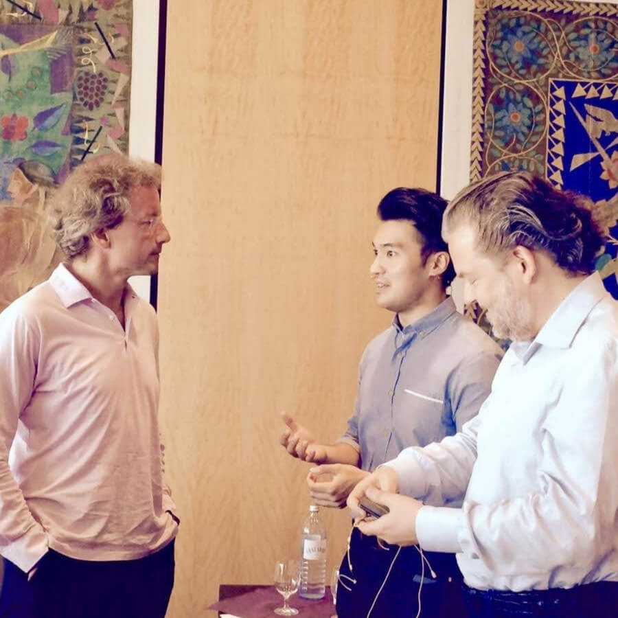 With conductor Franz Welser-Möst and violinist Ray Chen at the launch of IDAGIO, Großes Festspielhaus Salzburg, August 2015